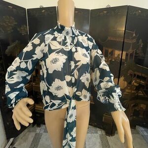 Sheer turtleneck long sleeve blouse